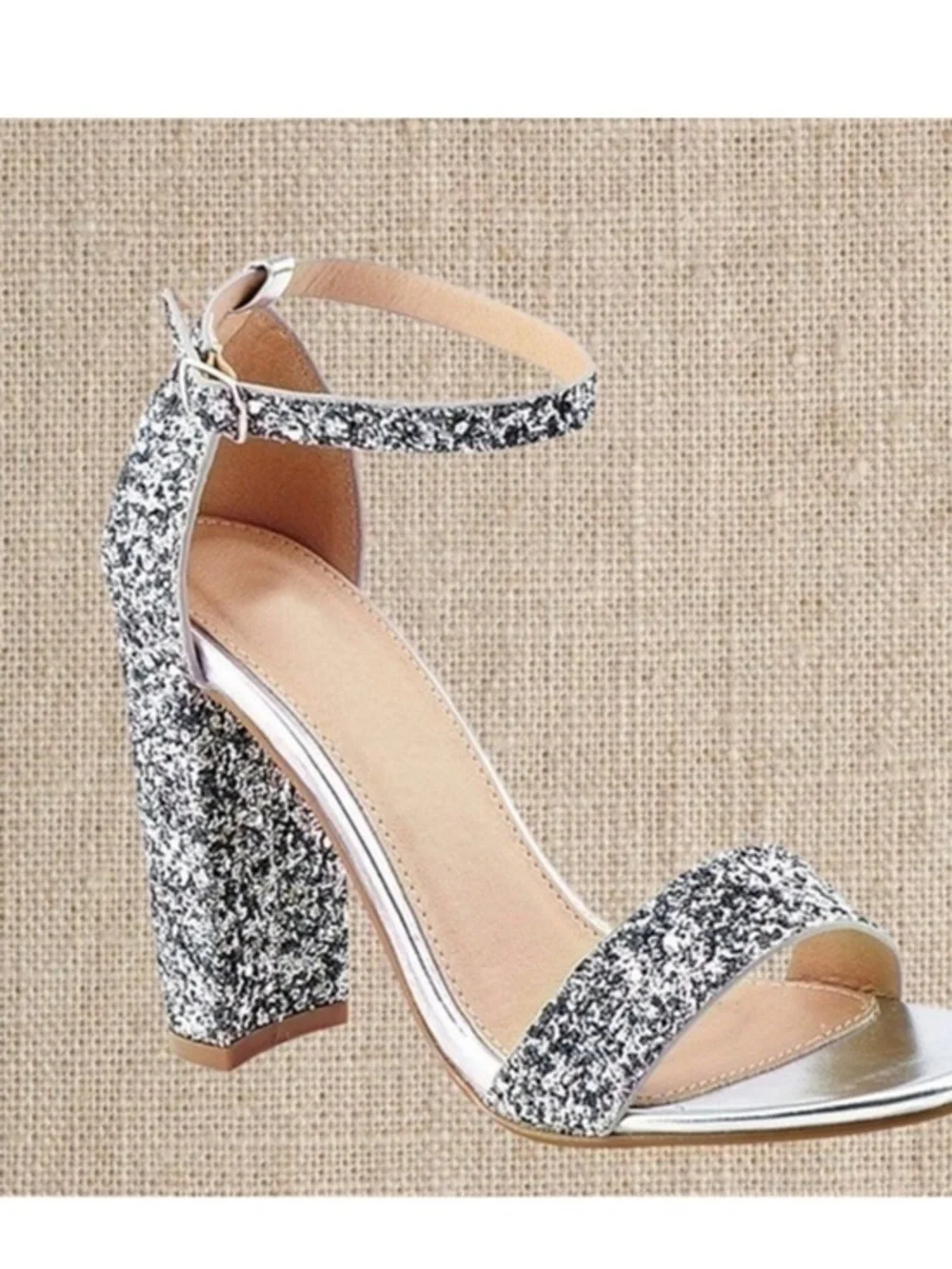 Glitter Heels in Silver / white